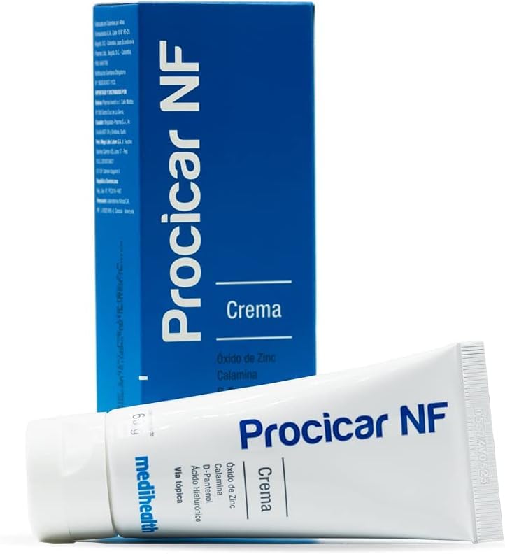 Procicar NF Scar Cream packaging display demonstrates easy daily use and protection.