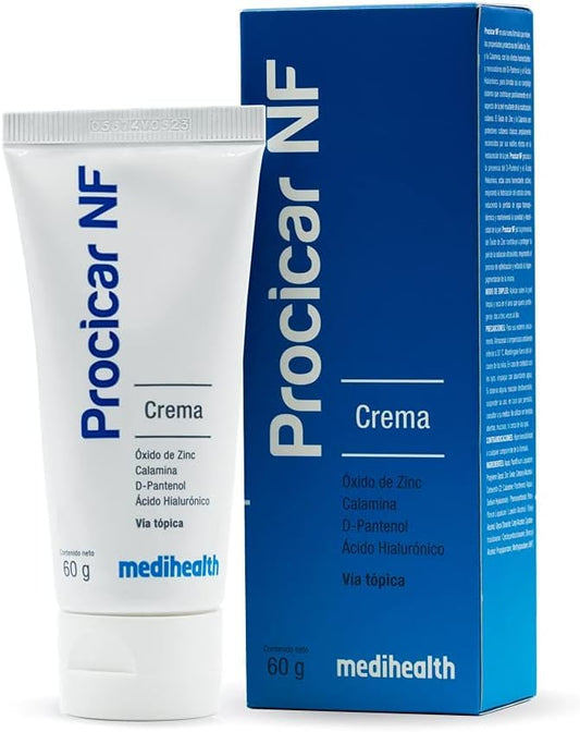 Procicar NF Scar Cream tube close-up shows creamy texture for soothing healing support.