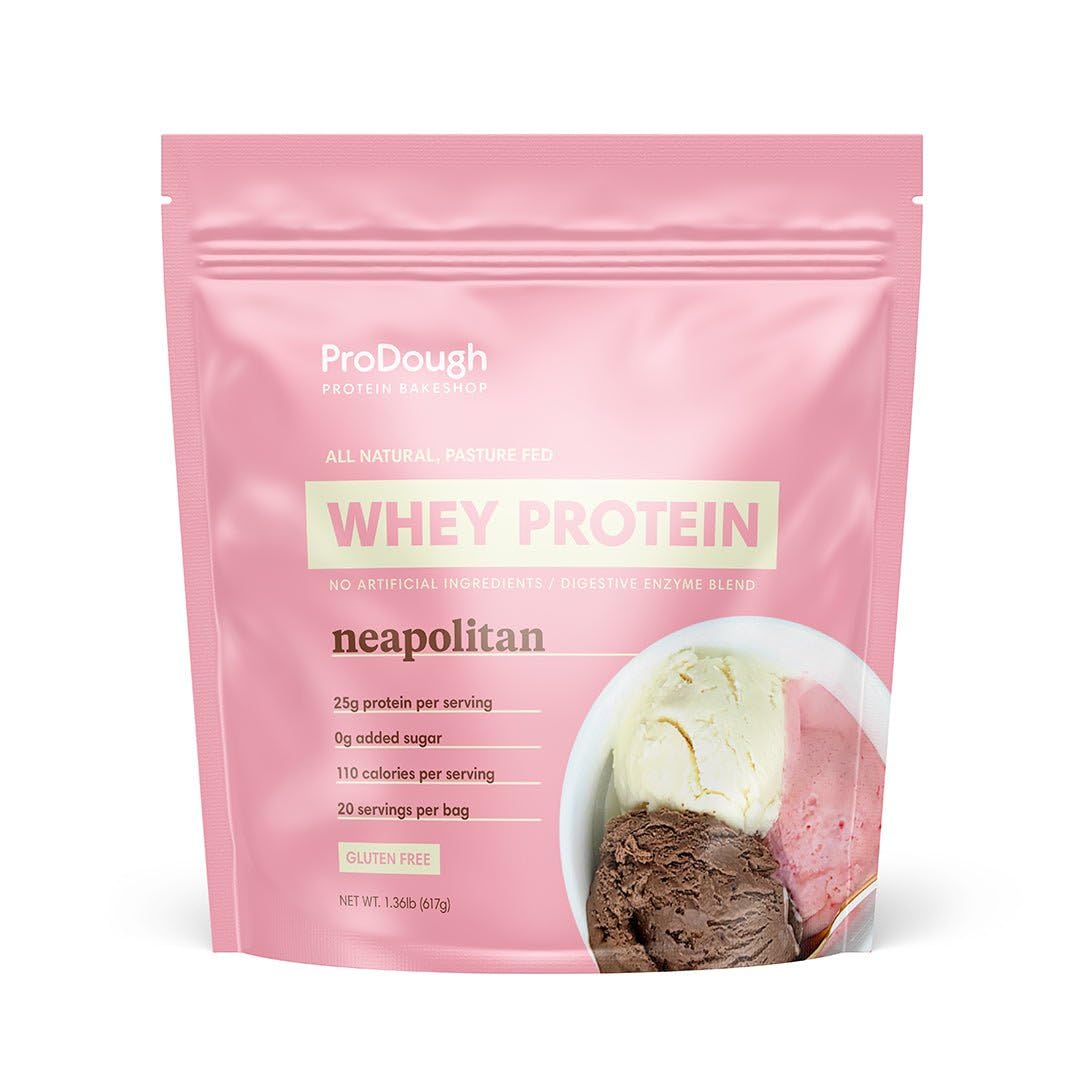 ProDough Gourmet whey isolate bag front showcases premium protein for daily shakes and quality ingredients.