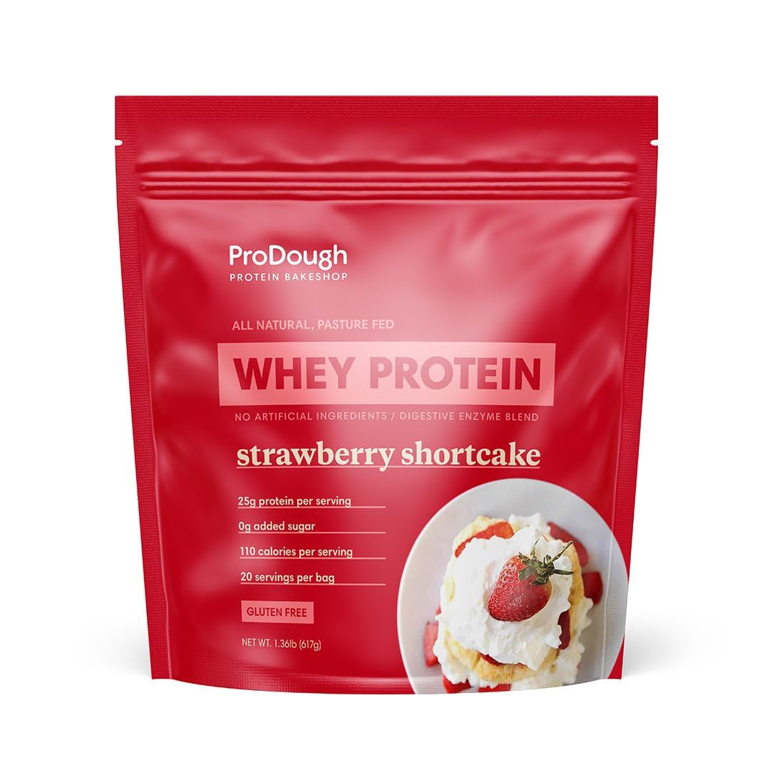 ProDough Gourmet Whey Isolate Strawberry Shortcake tub for everyday shakes