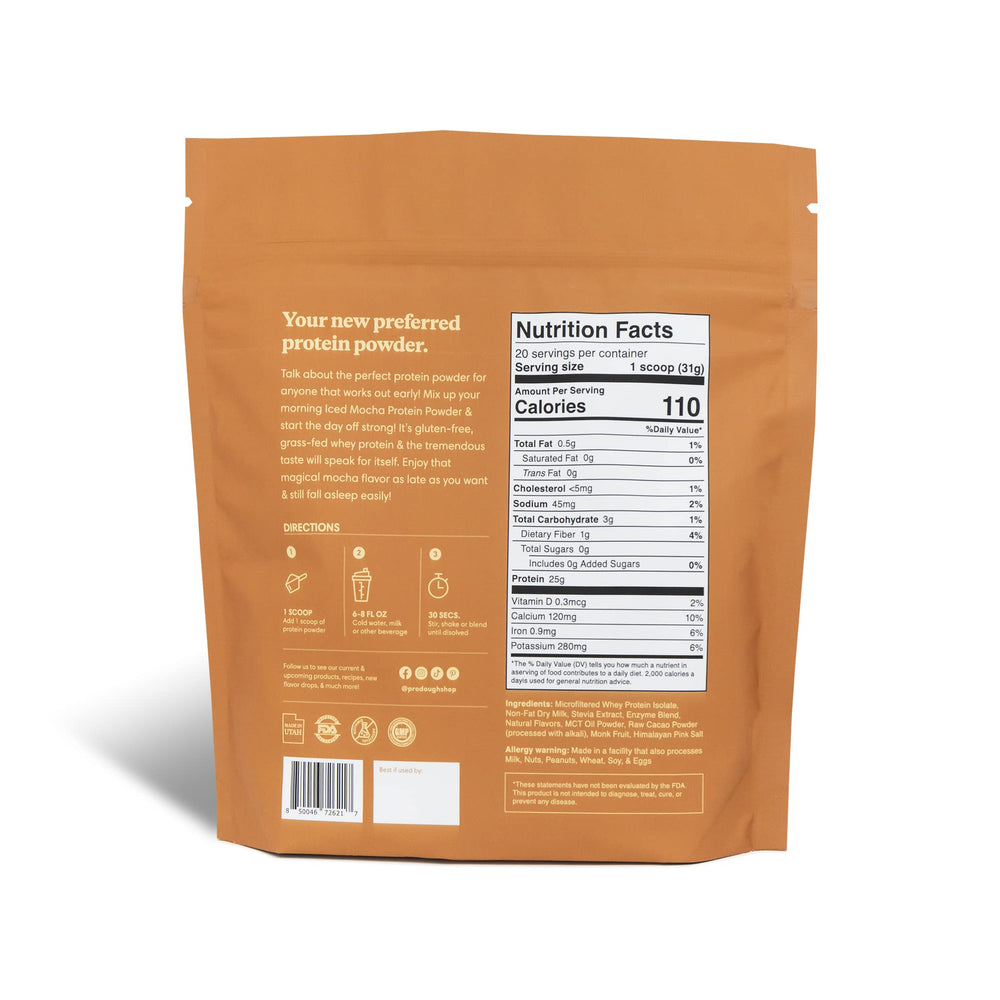 ProDough iced mocha shaker ready for a smooth, easily blended shake.