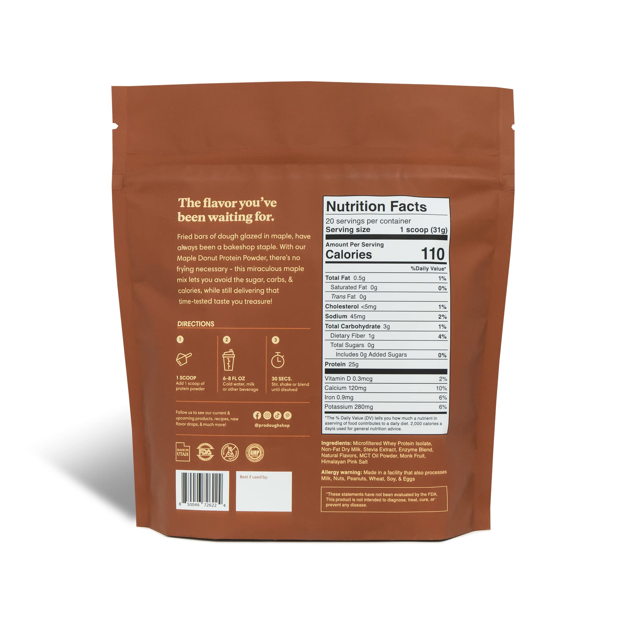 Close-up of ProDough Maple Donut powder highlights smooth texture.