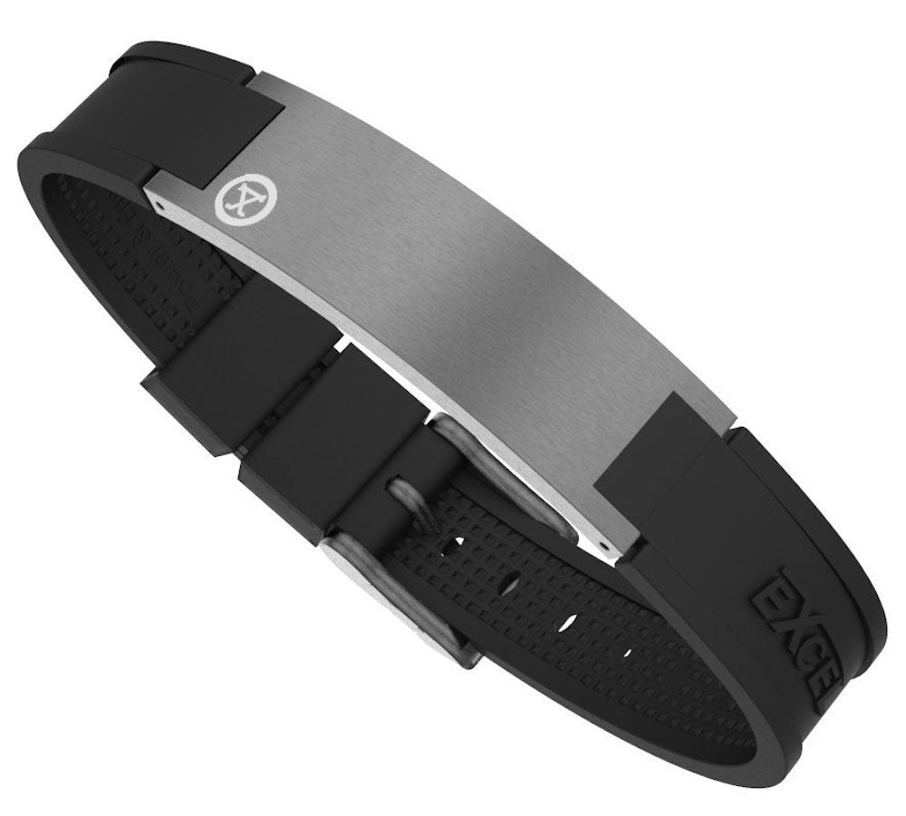 PROEXL Sports Golf Magnetic Bracelet gray faceplate close-up highlighting stainless steel polish