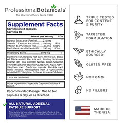 Professional Botanicals Adrenal Complex bottle pouring capsules for simple daily regimen