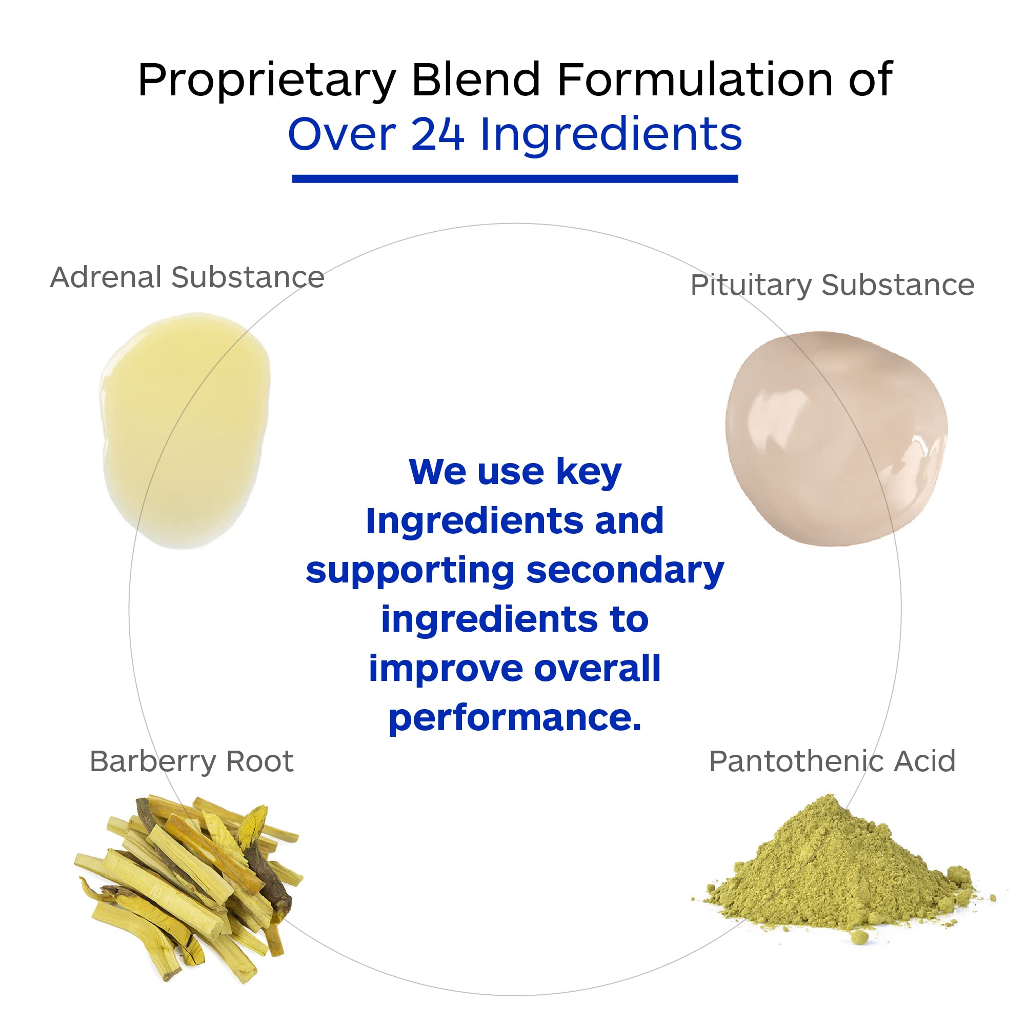 Professional Botanicals Adrenal Complex science logo and GMP badge ensuring purity