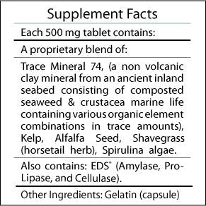Professional Botanicals Mineral Complex bottle back with kelp and spirulina imagery signaling sea-based nutrients