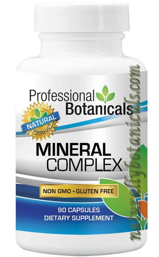 Professional Botanicals Mineral Complex bottle front showing capsules for daily mineral support