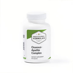PROFESSIONAL COMPLEMENTARY HEALTH FORMULAS Osseous-Apatite bottle shows label highlighting bone support.