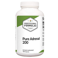 Close-up of the Pure Adrenal 200 label highlighting adrenal concentrate and 180c potency.