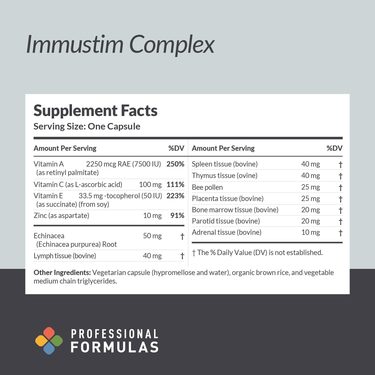 Immustim Complex being poured to highlight glandular nutrition and botanical synergy.