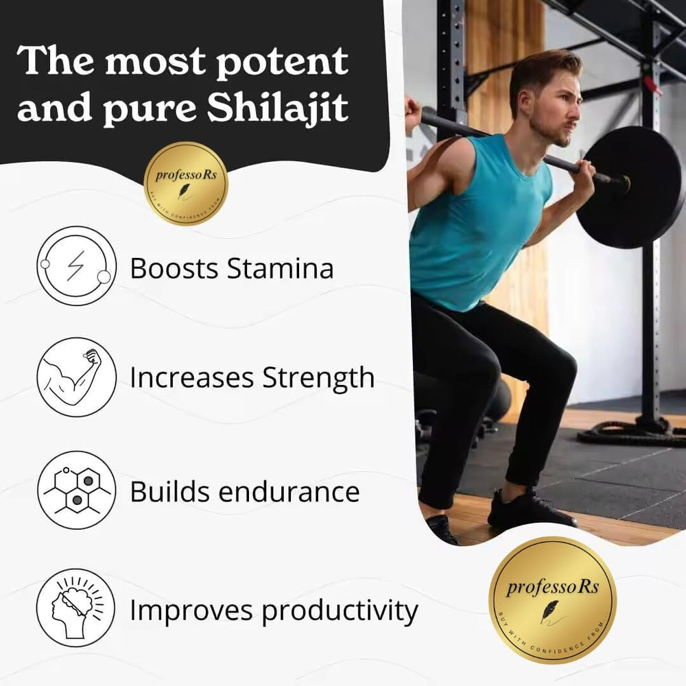 Professor's Himalayan Shilajit resin daily serving guidance on counter