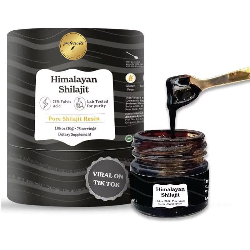 Professor's Himalayan Shilajit resin jar front for daily energy support