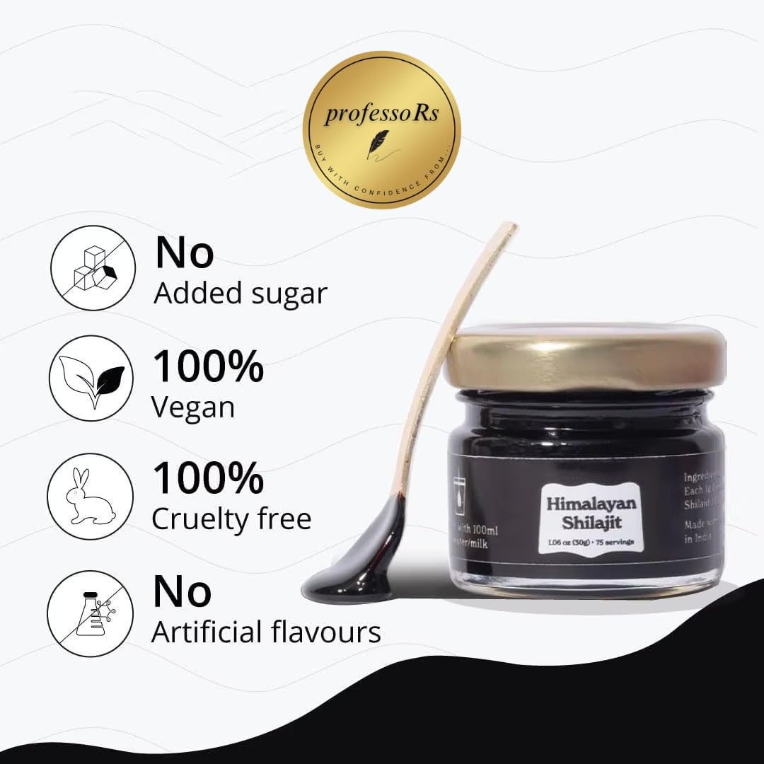 Professor's Himalayan Shilajit resin pea-sized amount dissolved in water