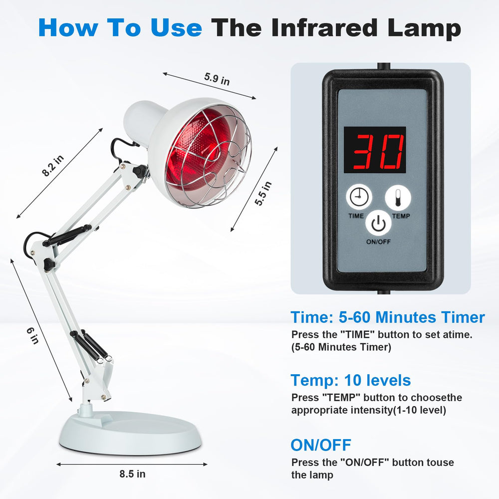 Profey red light therapy lamp off-white finish blends with decor.