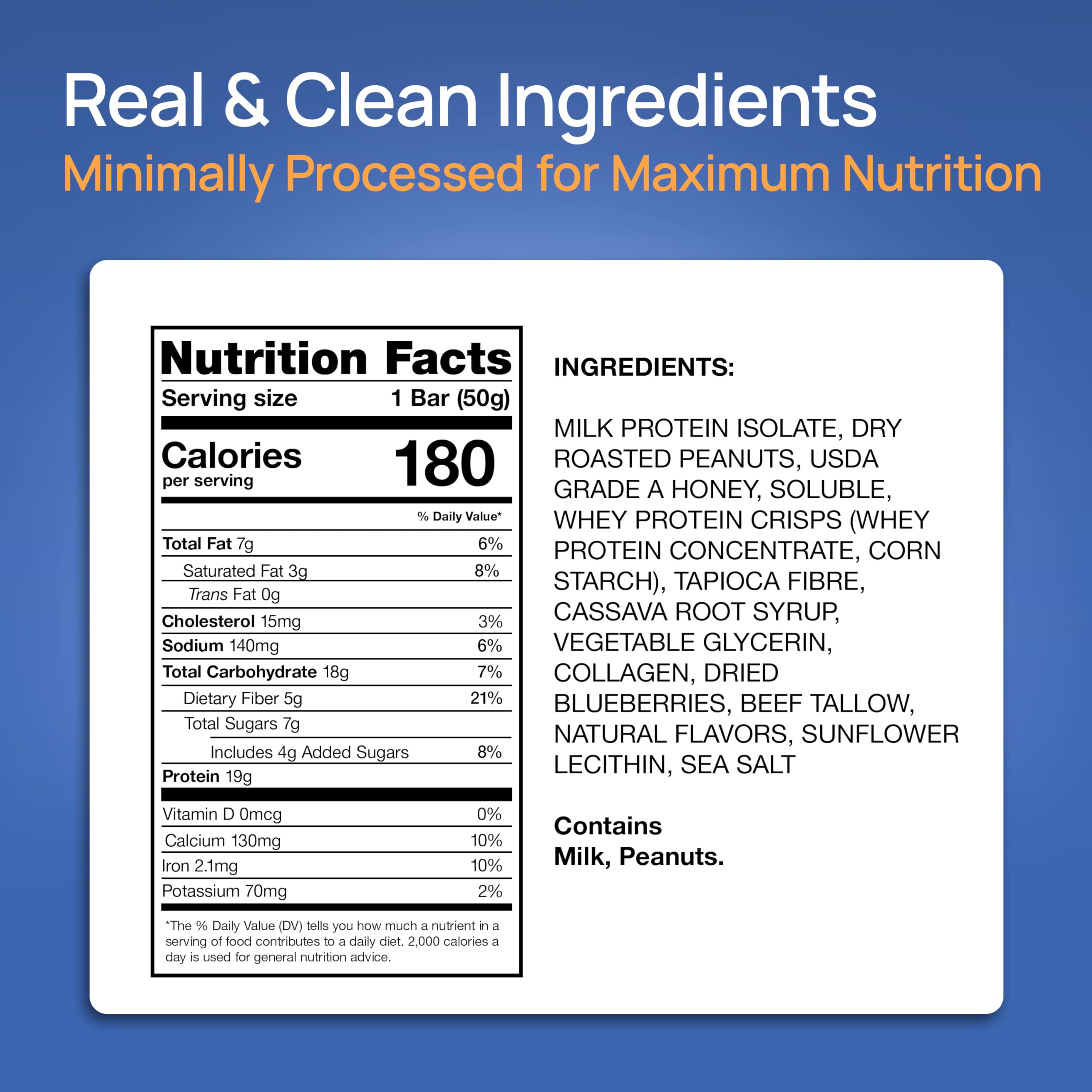 ProGo Blueberry Crunch bar close-up reveals crumb-free bite and clean hands