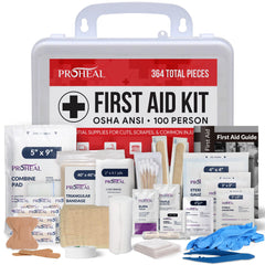 ProHeal 100 person first aid kit compact case ideal for wall mounting or car storage.