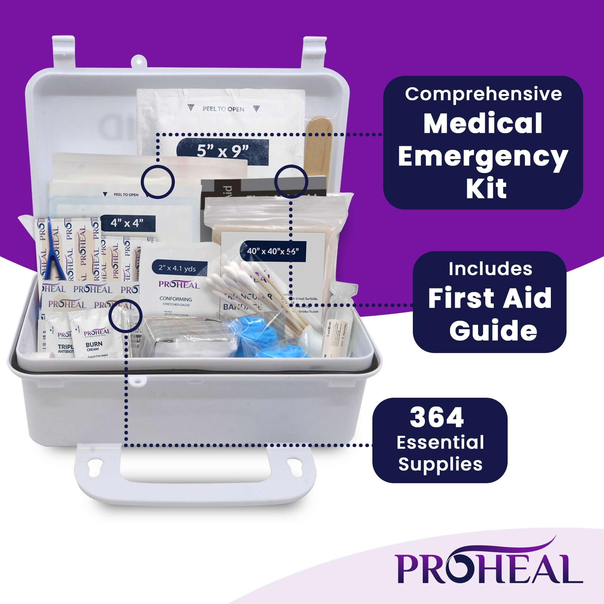ProHeal first aid kit travel ready for vehicle, site, or on-the-go emergencies.