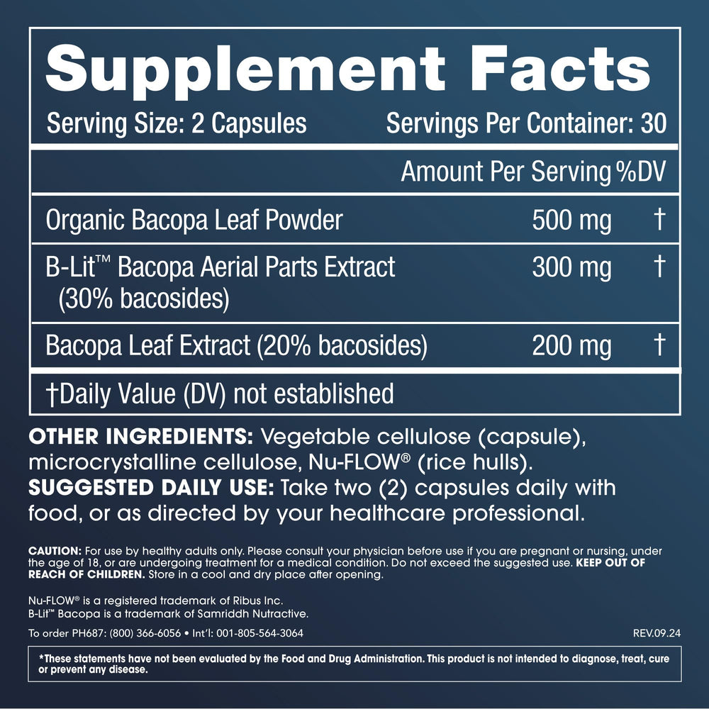 ProHealth Bacopa capsules pack supports steady mood and mental clarity.