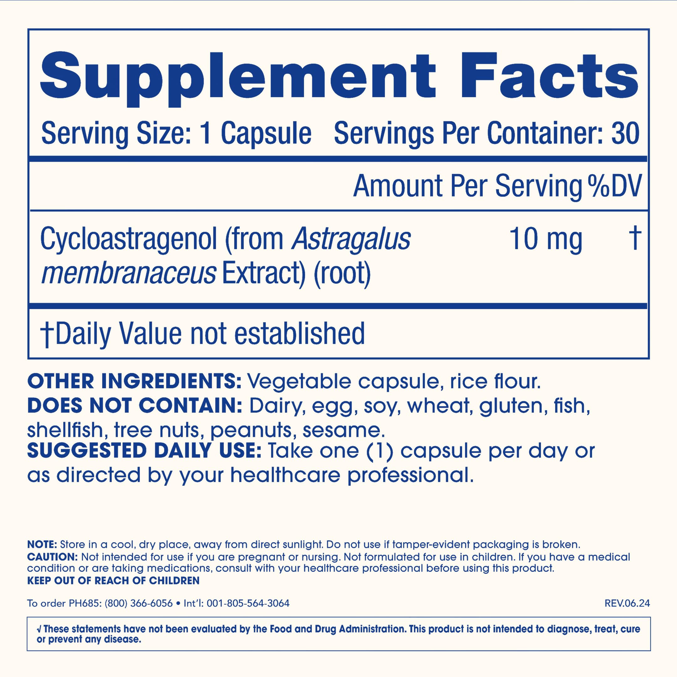 ProHealth Cycloastragenol third-party testing seal signaling transparency.
