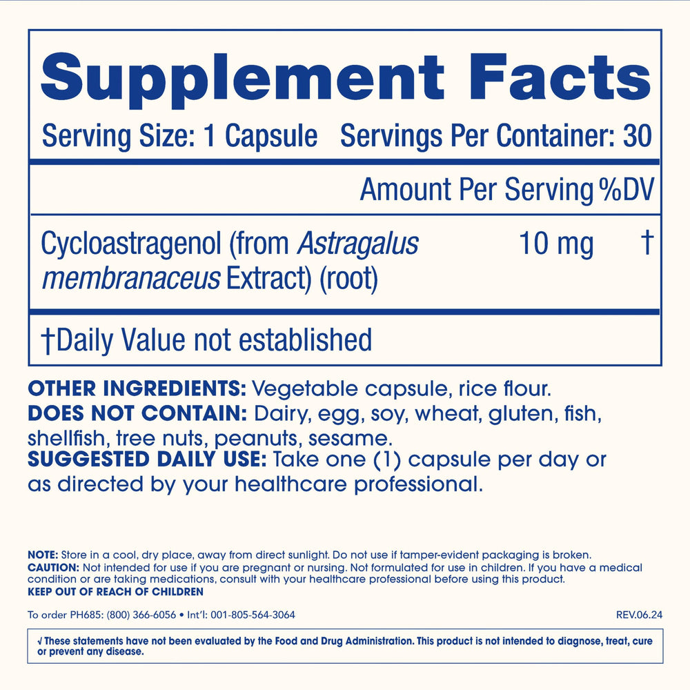 ProHealth Cycloastragenol third-party testing seal signaling transparency.