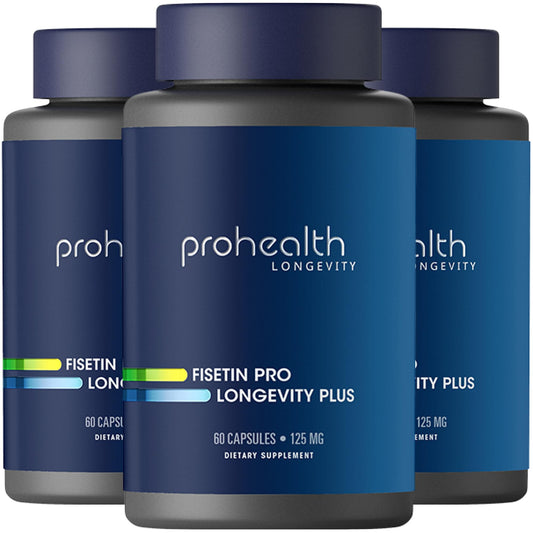 ProHealth Fisetin Pro Longevity Plus bottle with capsules for daily wellness