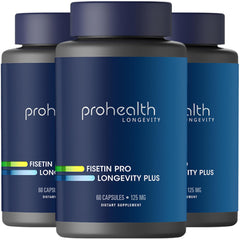 ProHealth Fisetin Pro Longevity Plus bottle with capsules for daily wellness