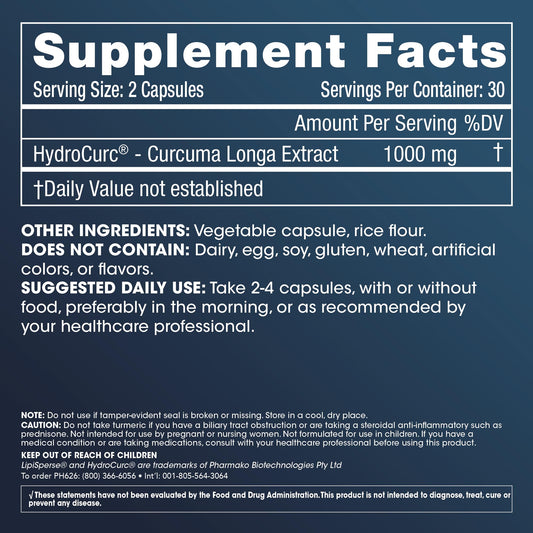 ProHealth HydroCurc capsules close-up highlighting joint flexibility and longevity potential.