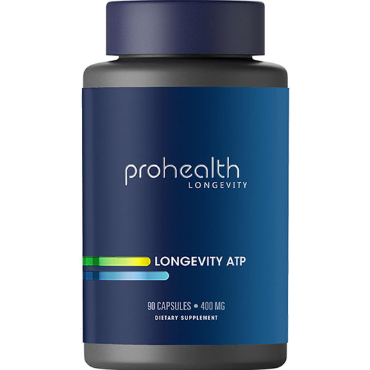 ProHealth Longevity ATP bottle front highlighting PeakATP energy support for daily vitality.