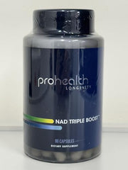 ProHealth NAD Triple Boost label highlighting key ingredients and NR dosage