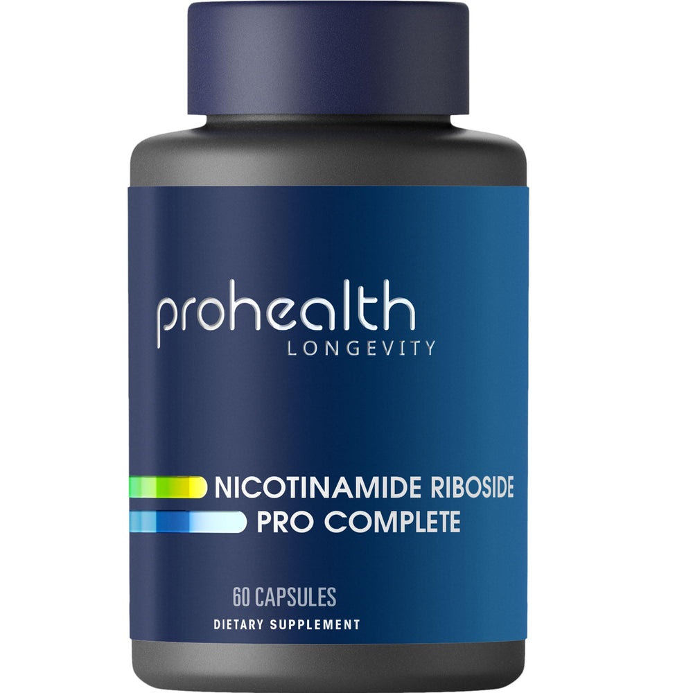 ProHealth Nicotinamide Riboside Pro Complete bottle highlighting NAD+ support for daily wellness