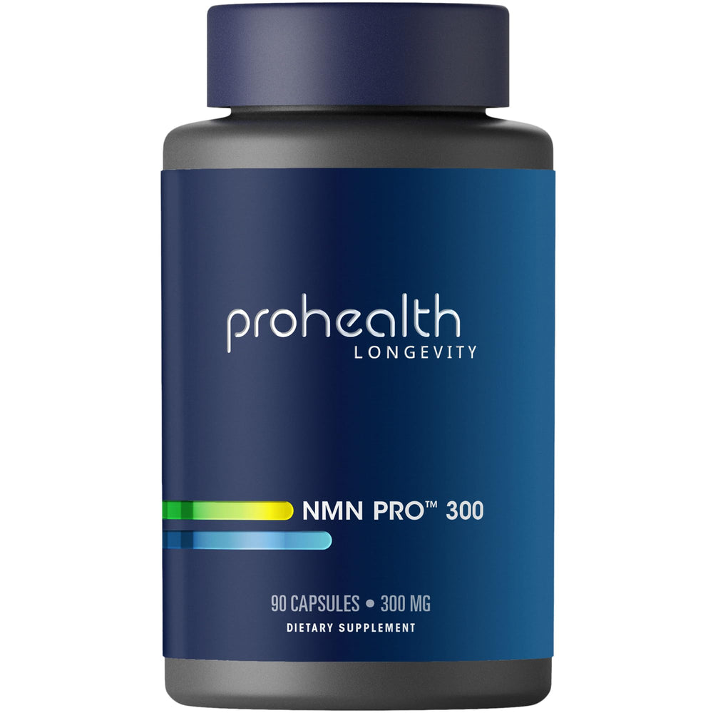 ProHealth NMN Pro 300 bottle front view highlighting NAD+ support potential.