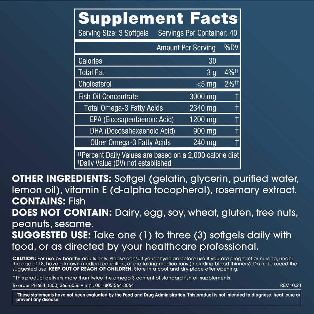 Close-up of ProHealth Omega-3 softgels, golden capsules signaling potency.