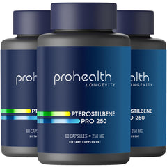 ProHealth pterostilbene absorption graphic showing superior uptake and antioxidant support