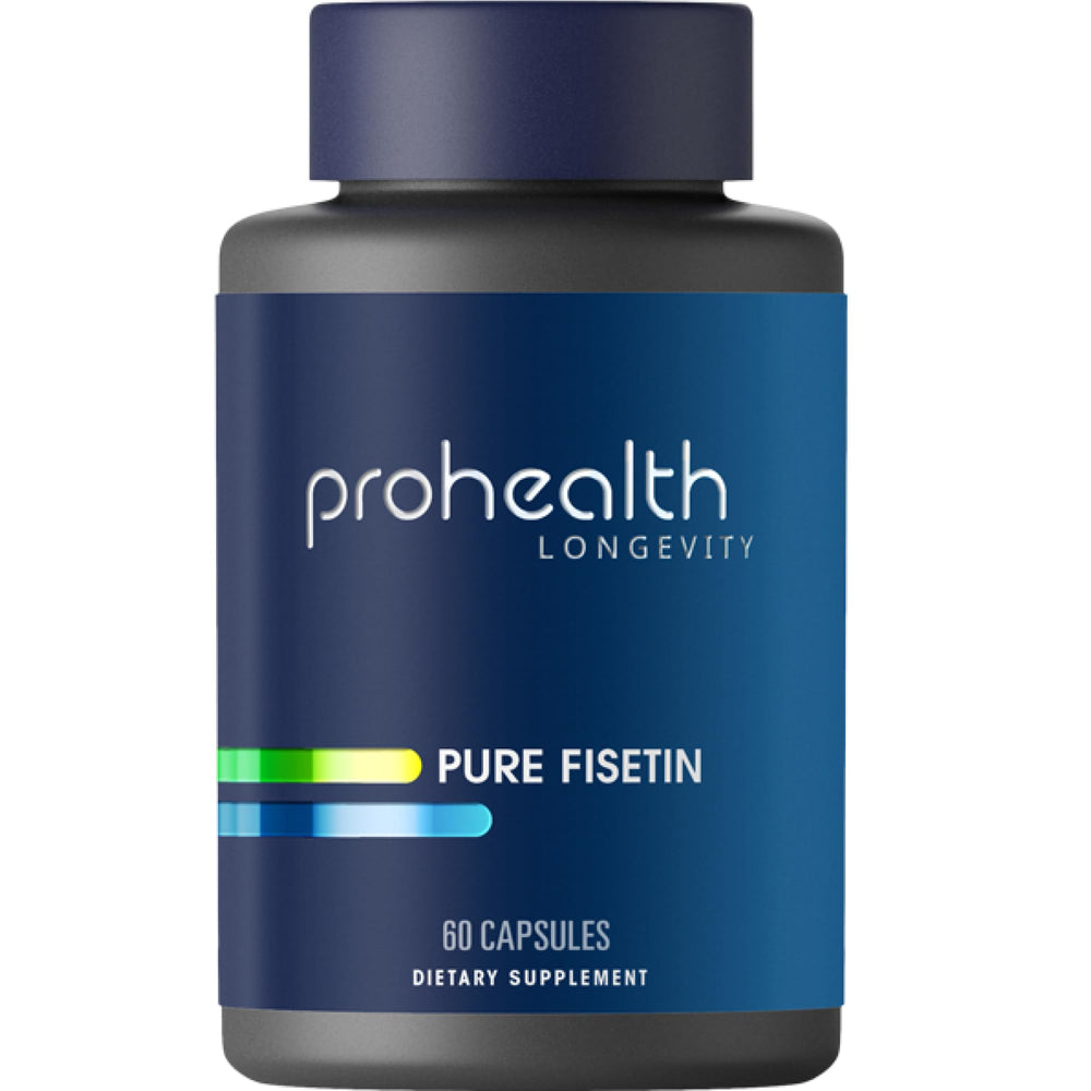 ProHealth Pure Fisetin bottle front with clean label and premium wellness appeal