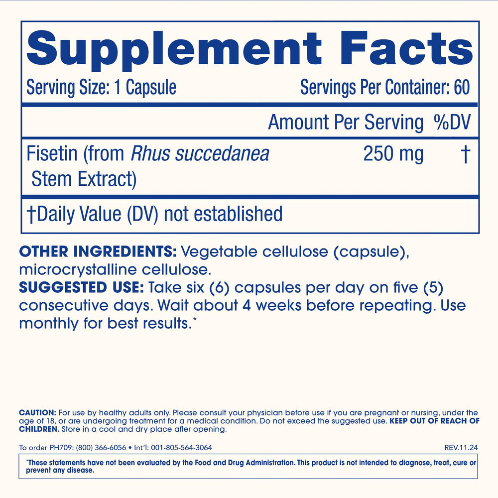 ProHealth Pure Fisetin third-party seal on bottle emphasizing verified potency