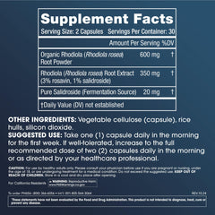 ProHealth Rhodiola capsules close-up, highlighting potency and daily vitality