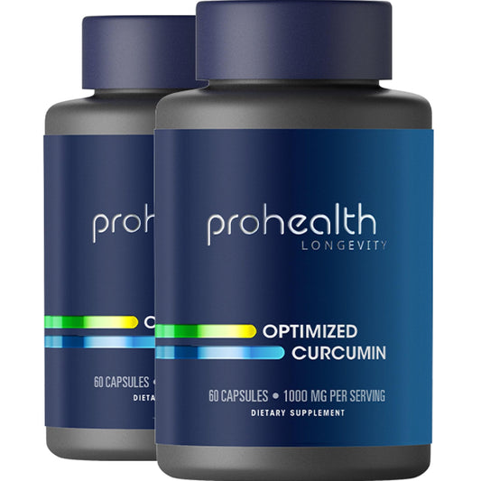 ProHealth Turmeric Curcumin bottle front showing 1000 mg Longvida formula for daily wellness