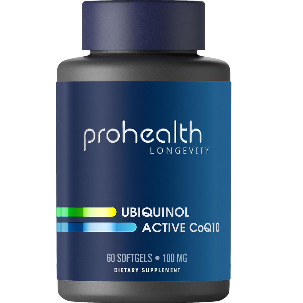 ProHealth Ubiquinol CoQ-10 softgel bottle front view emphasizing energy support