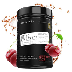 Project #1 AminoEVolution bottle with Cherry Ice flavor for post-workout hydration