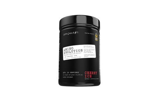 Project #1 AminoEVolution scoop beside a shaker for easy pre-workout mixing