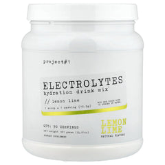 Project #1 electrolyte lemon lime bottle showcases crisp flavor and low-calorie hydration for workouts