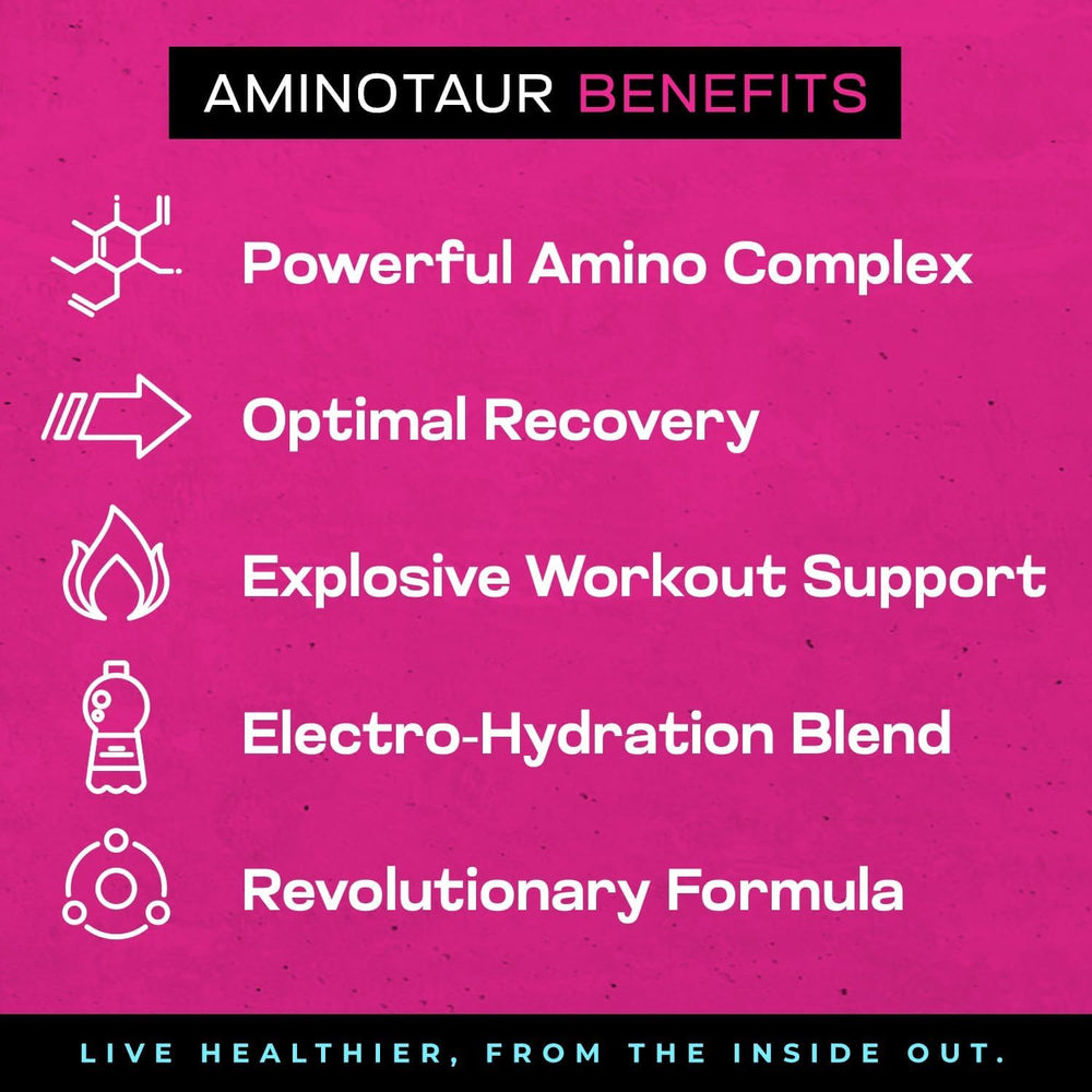 Project AD Aminotaur pre-workout mix in shaker with grape aroma for energy