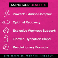 Project AD Aminotaur pre-workout mix in shaker with grape aroma for energy