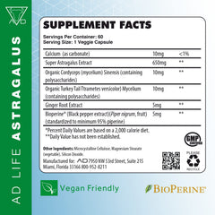 Project AD Astragalus capsules close-up for daily kidney health support.