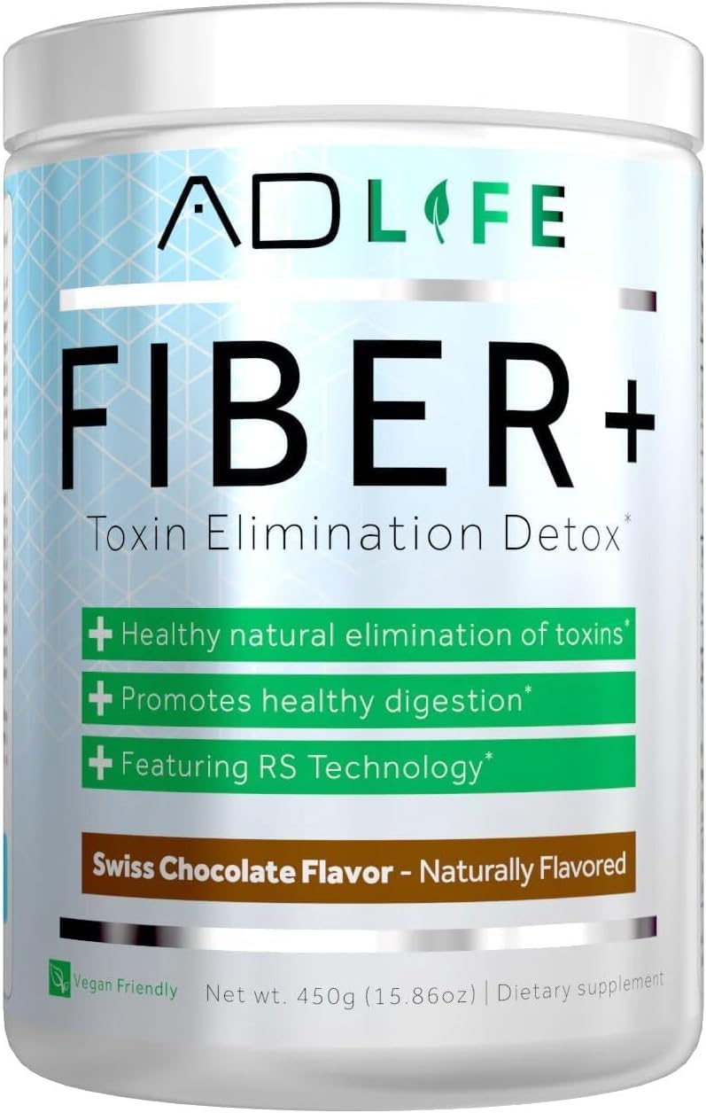Project AD Fiber+ powder in chocolate supports gut health, digestive regularity, and vegan-friendly use.