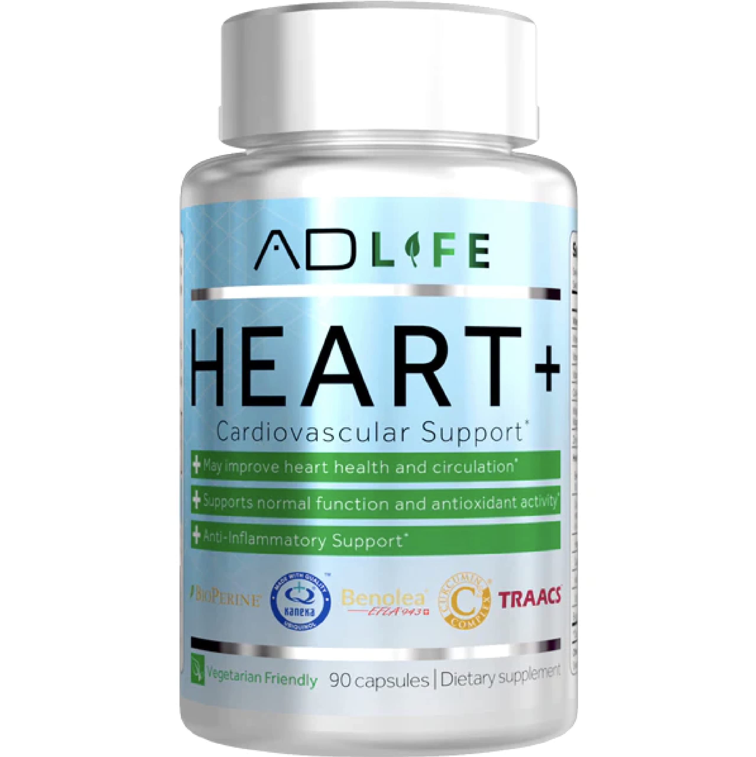 Project AD Heart+ bottle front with sleek label for heart health support