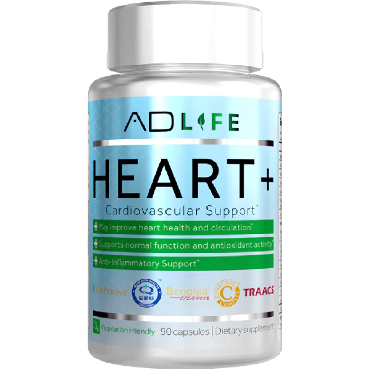 Project AD Heart+ bottle front with sleek label for heart health support