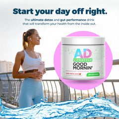 PROJECT AD Life Good Morning Detox serving scoop showing quick, easy morning mix.