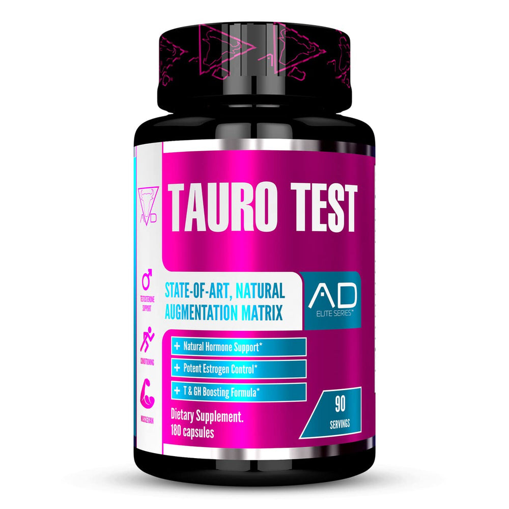Project AD TauroTest bottle front displaying athletic training support