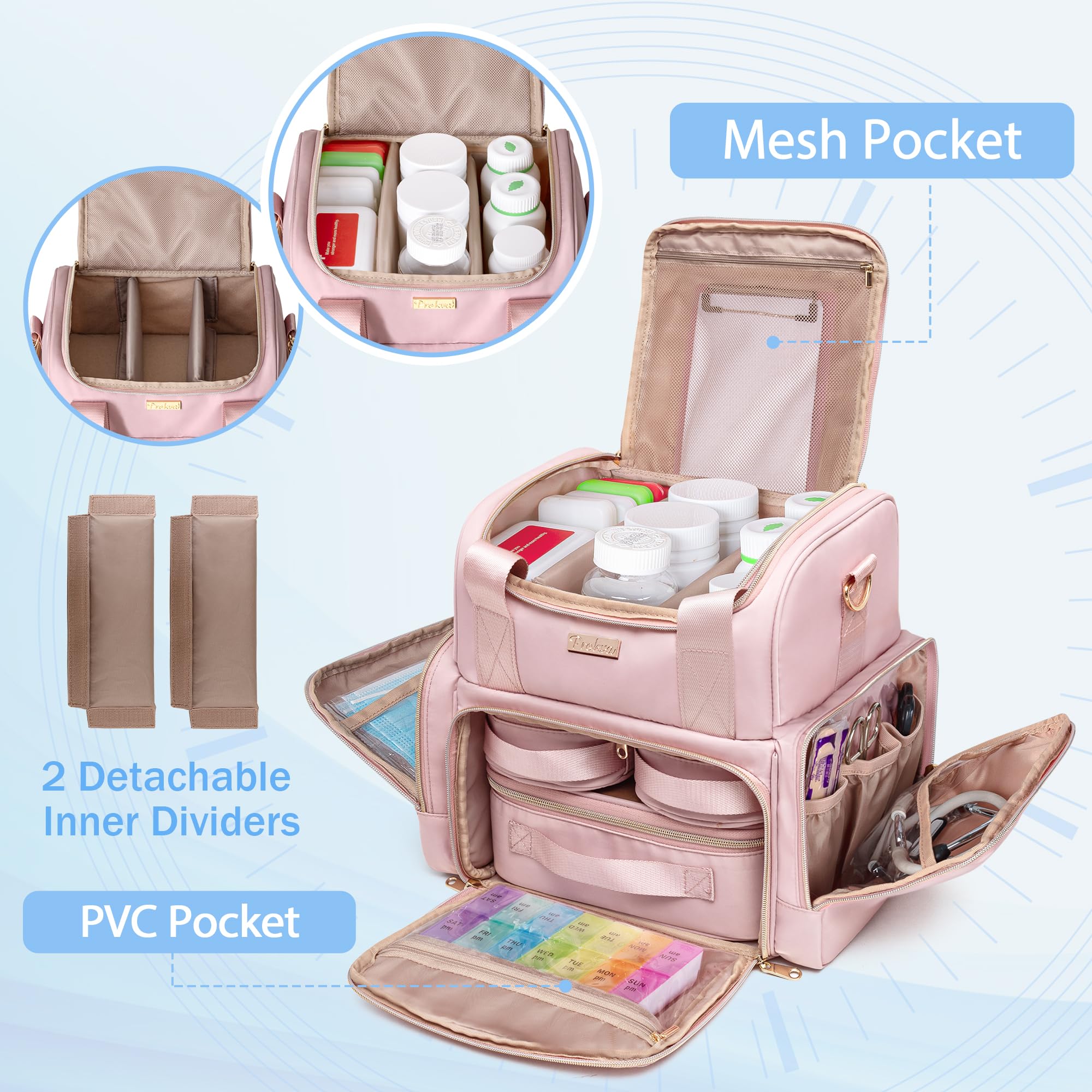 Prokva bottom compartment shows detachable pouches for easy medication separation.